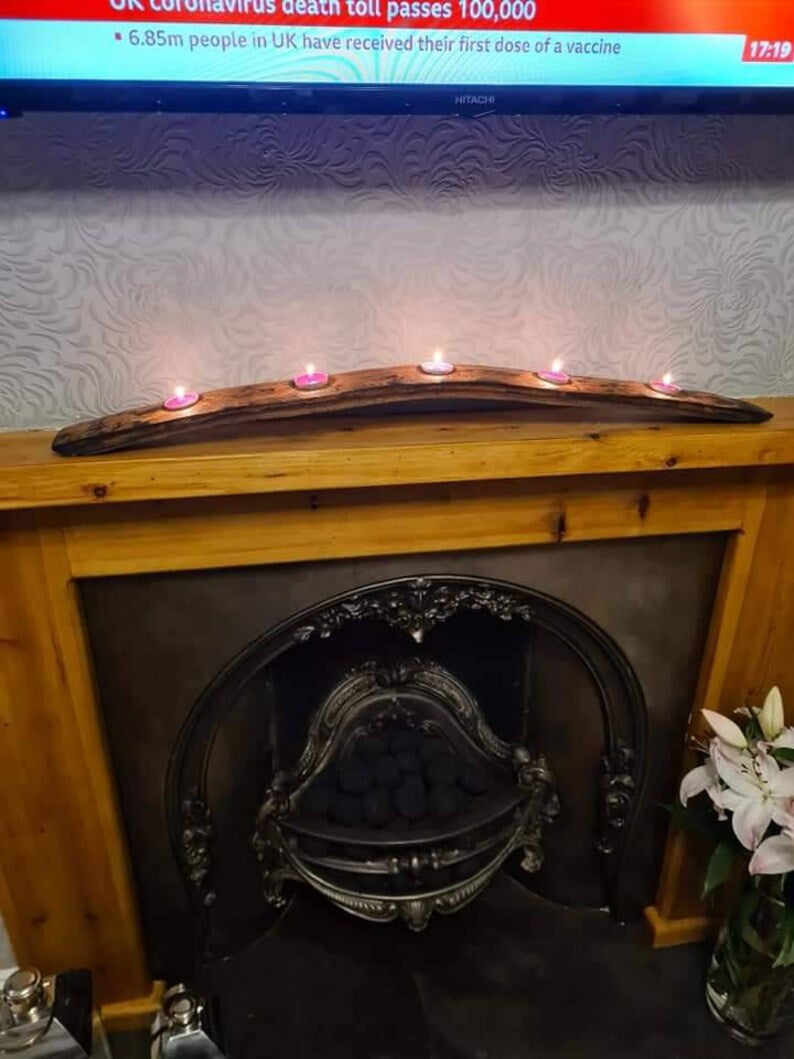 Oak Barrel Stave Tealight Holder | Rustic Whisky Candle Decor