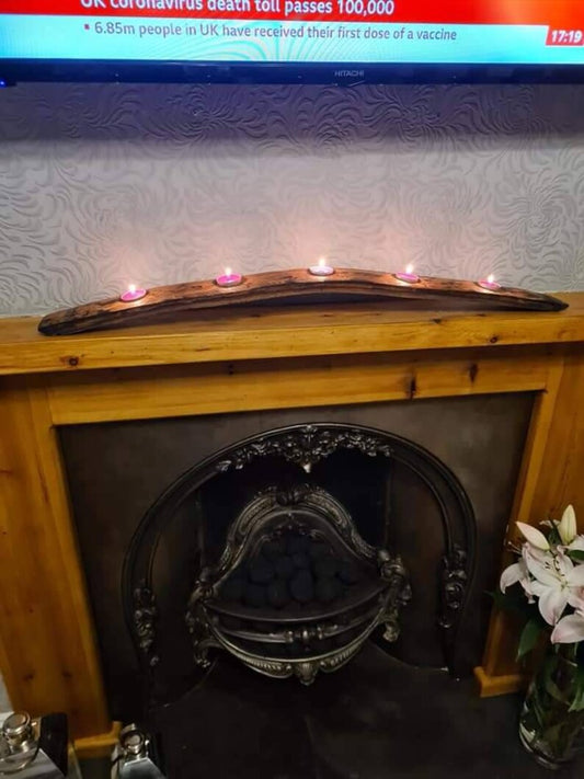 Oak Barrel Stave Tealight Holder | Rustic Whisky Candle Decor
