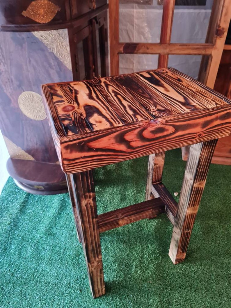 Rustic L-Shaped Wooden Bar Set with 4 Stools | UK Handmade Home Bar