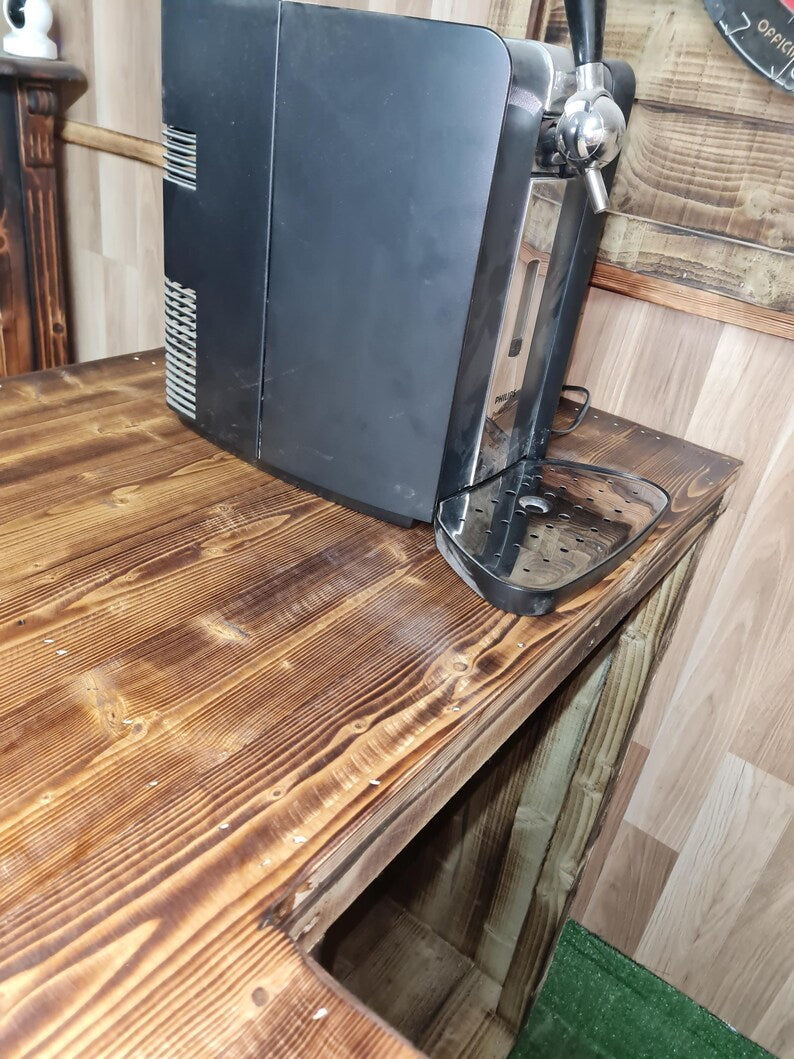 Bespoke Rustic Wooden Garden Bar with Fridge Space | UK Handmade