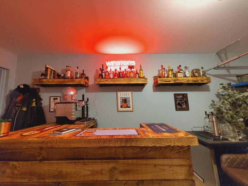Bespoke Rustic Wood Double Return Bar | UK Handmade Home Bar