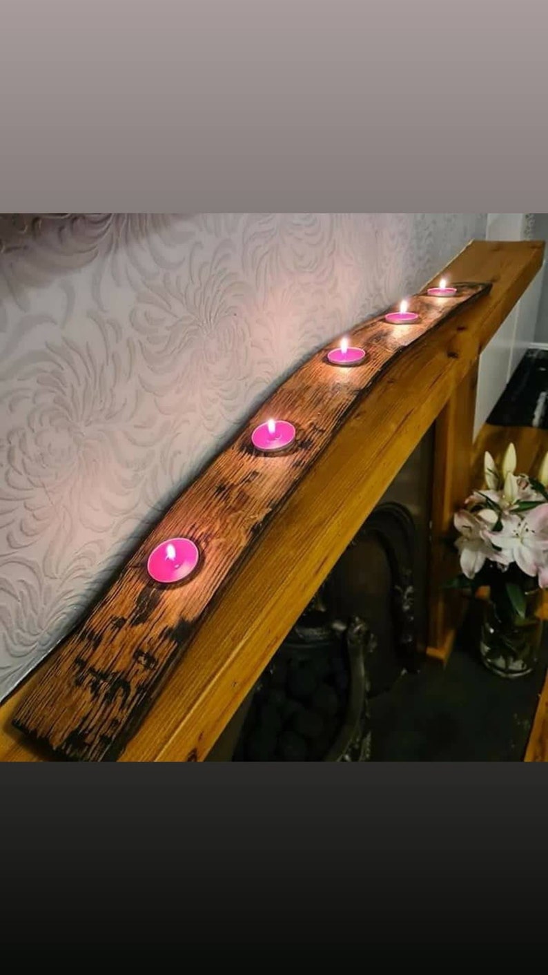 Oak Barrel Stave Tealight Holder | Rustic Whisky Candle Decor