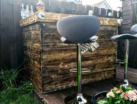 J-Shaped Rustic Garden Bar | Handmade Scorched Wood Home Bar UK