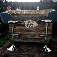J-Shaped Rustic Garden Bar | Handmade Scorched Wood Home Bar UK