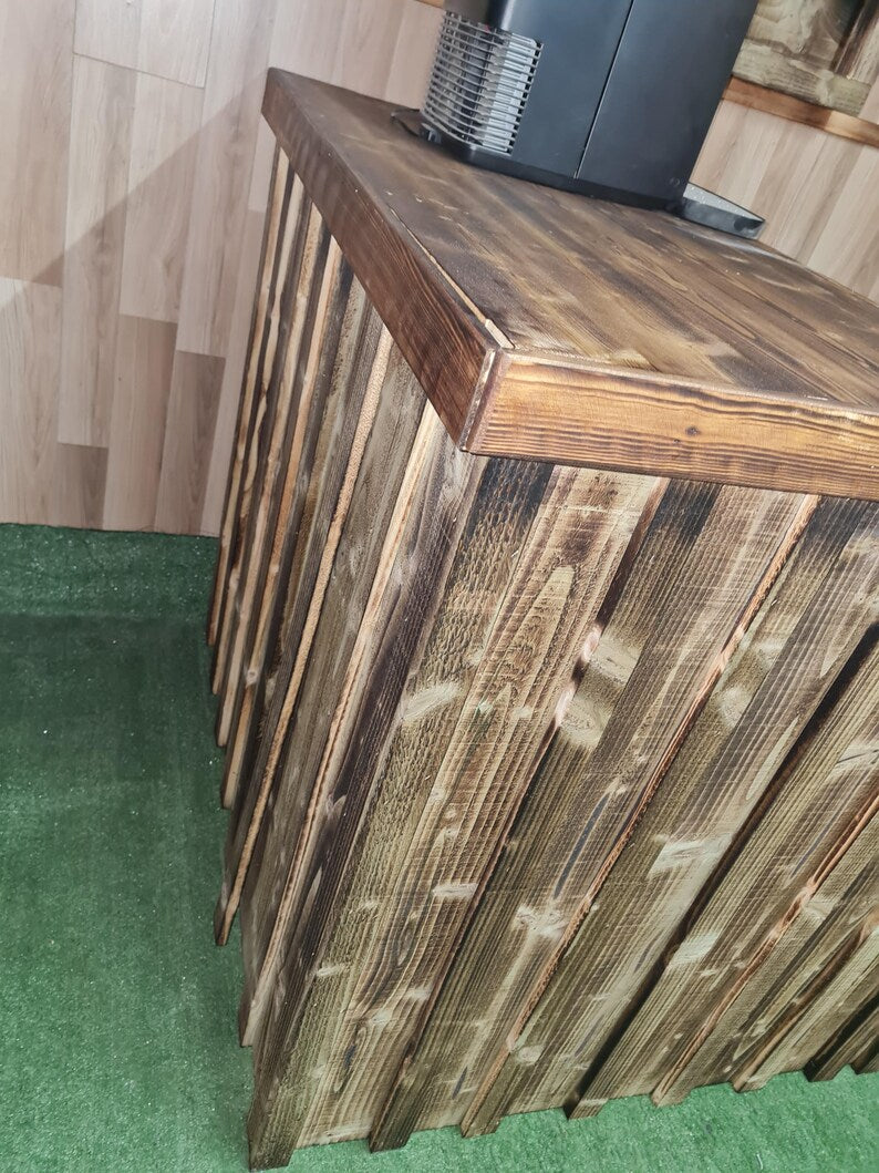 Bespoke Rustic Wooden Garden Bar with Fridge Space | UK Handmade Home Bar