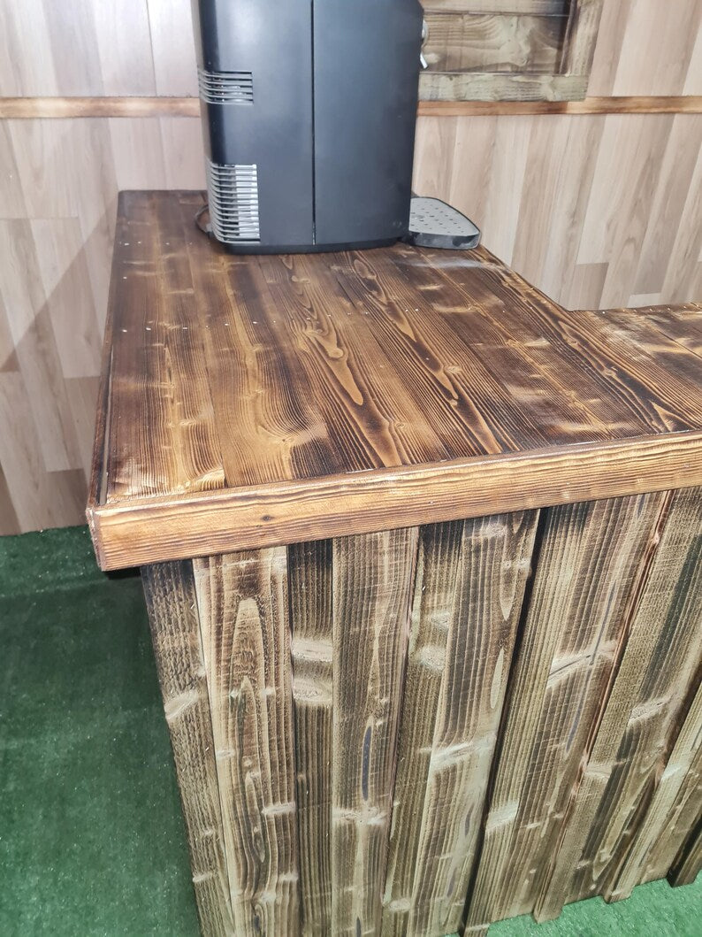 Bespoke Rustic Wooden Garden Bar with Fridge Space | UK Handmade Home Bar