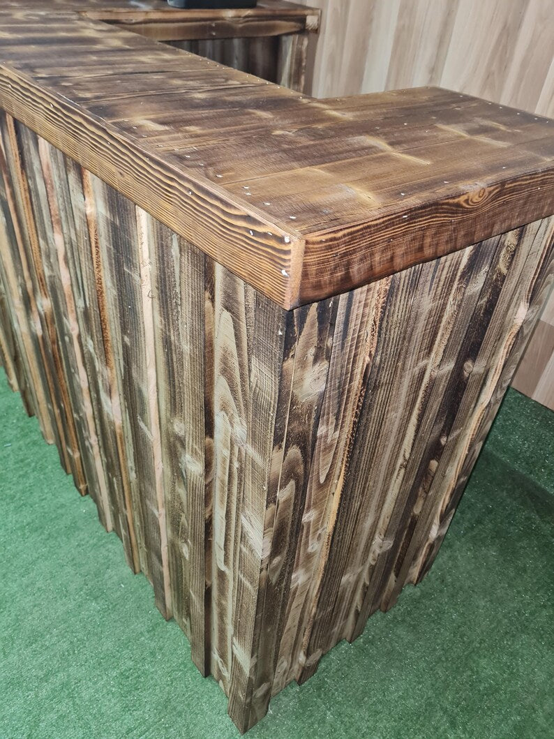 Bespoke Rustic Wooden Garden Bar with Fridge Space | UK Handmade Home Bar
