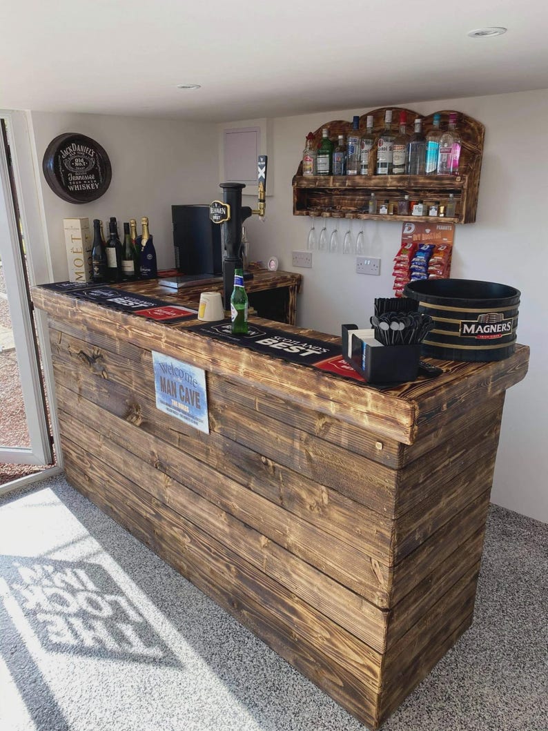 Bespoke Rustic Wood Double Return Bar
